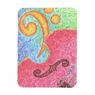 Bunter Kontrabass und Clef - Magnet