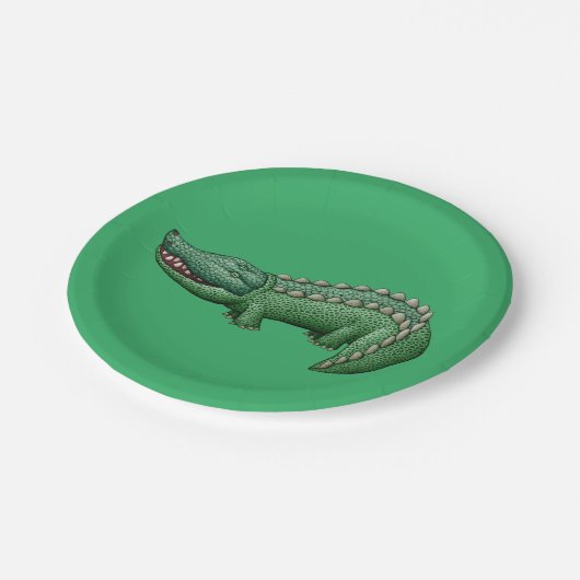 Bunter Krokodil-Pappteller Pappteller (Schrägansicht)