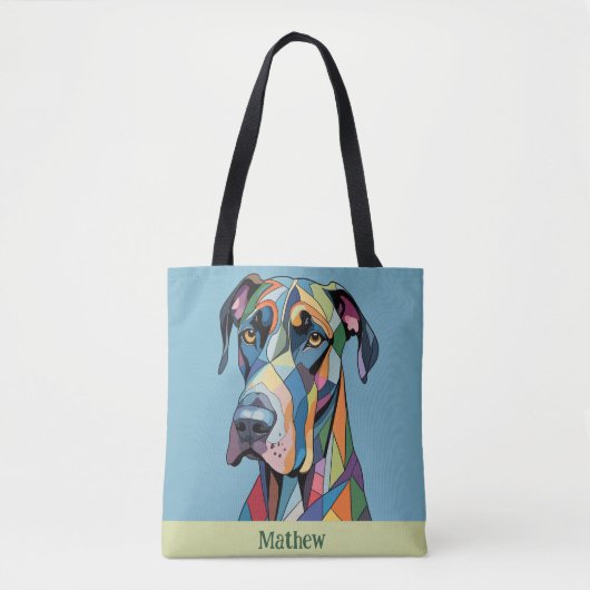 Bunter Kubistischer Dogge Tasche (Vorderseite)