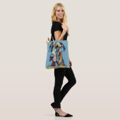 Bunter Kubistischer Dogge Tasche (Am Model)