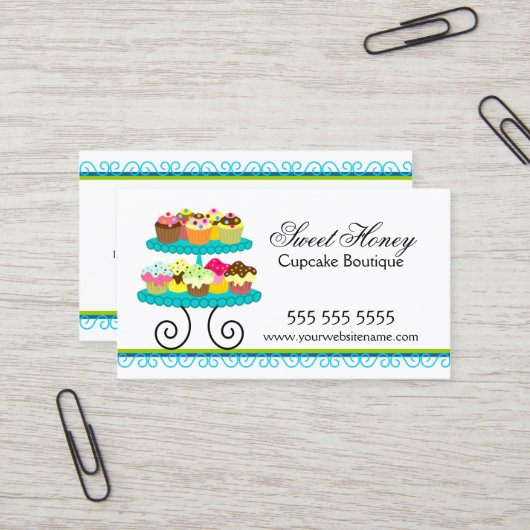 Bunter Kuchen-Bäcker Visitenkarte (Vorderseite/Rückseite Beispiel)