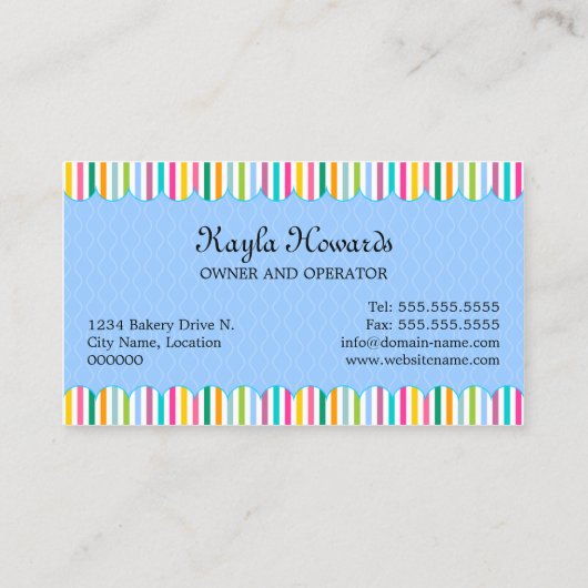 Bunter Kuchen-Pop Visitenkarte (Rückseite)