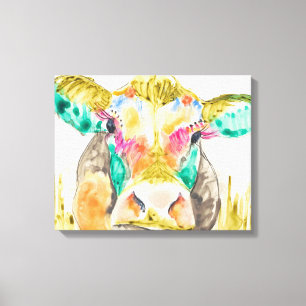 Bunter Kuh-Entwurf Leinwanddruck