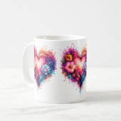 Bunter künstlerischer Herzbecher Kaffeetasse (Vorderseite Links)
