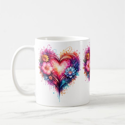Bunter künstlerischer Herzbecher Kaffeetasse (Links)