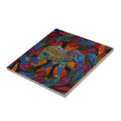 Bunter, kunstvoller Elefant und Mandala Fliese (Seite)