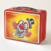 BUNTER LACHENDER CLOWN METALL BROTDOSE (Vorderseite)