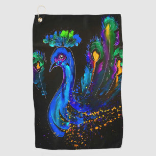 Bunter Launen-Pfau Golfhandtuch