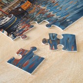 Bunter Leuchtturm-Hafenort Puzzle (Seite)
