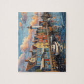 Bunter Leuchtturm-Hafenort Puzzle (Vertikal)