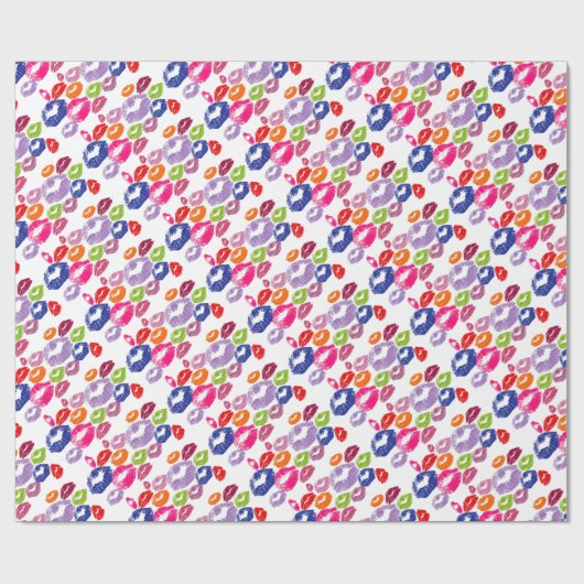 Bunter Lippenstift küsst Lippenfarbe Geschenkpapier (Flach)