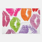 Bunter Lippenstift küsst Lippenfarbe Geschirrtuch (Horizontal)