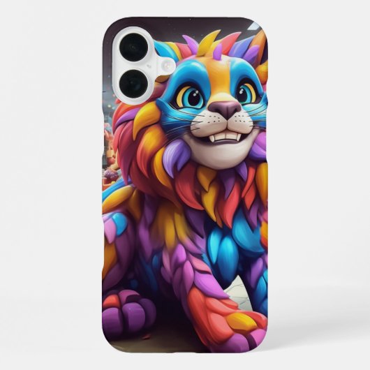 Bunter Löwe iPhone Hülle (Rückseite)