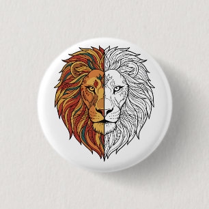 Bunter Löwenkopf-Mandala-Geist-Tier-Button Button