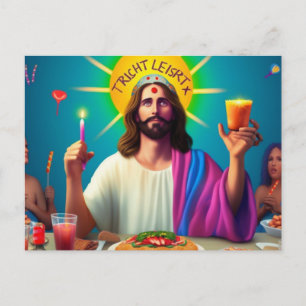 Bunter lustiger Jesus an seinem Geburtstag Postkarte