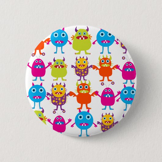 Bunter lustiger Monster-Party-Geschöpf-heftiger Button (Vorderseite)