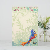 Bunter Macaw-Papagei im Regenwald-Briefpapier Briefpapier (Stehend Vorderseite)
