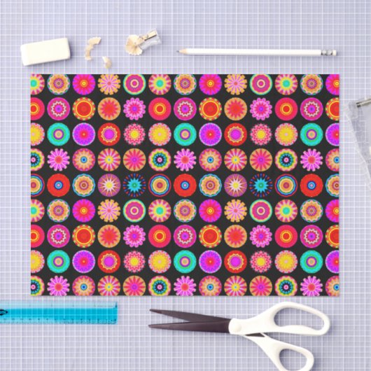 Bunter Mandalas - auf Schwarzem Seidenpapier (Handwerk)