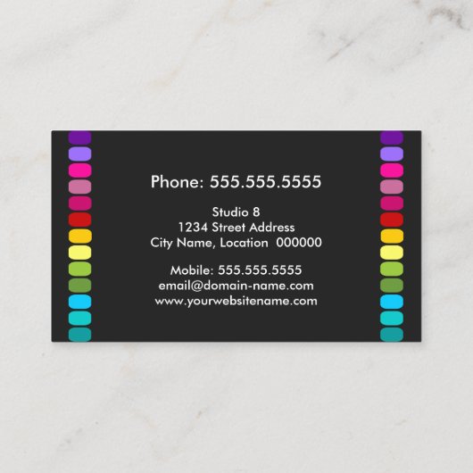 Bunter Maskenbildner Visitenkarte (Rückseite)