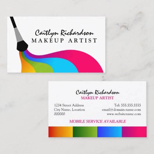 Bunter Maskenbildner Visitenkarte (Vorne/Hinten)