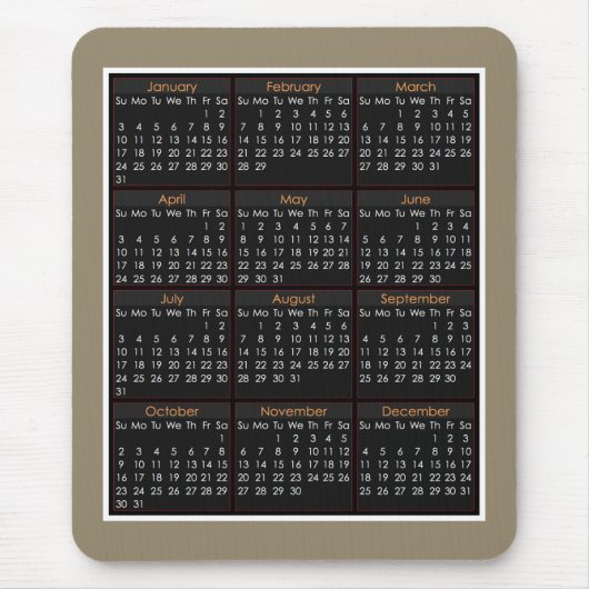 Bunter Maus-Auflage Kalender für 2016 Mousepad (Vorne)