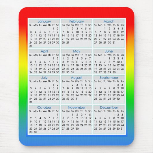 Bunter Maus-Auflage Kalender für 2016 Mousepad (Vorne)