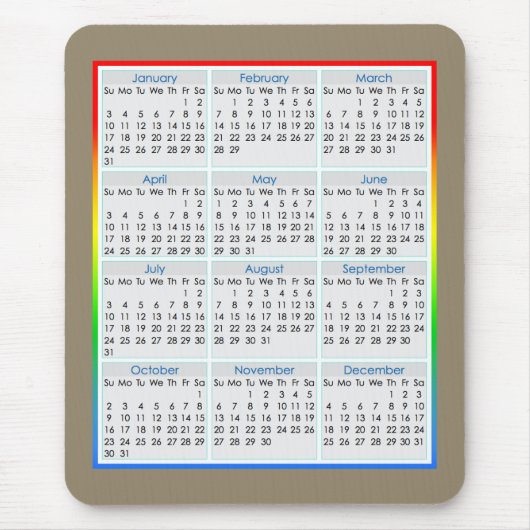 Bunter Maus-Auflage Kalender für 2016 Mousepad (Vorne)