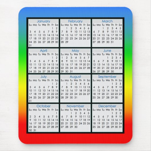 Bunter Maus-Auflage Kalender für 2016 Mousepad (Vorne)