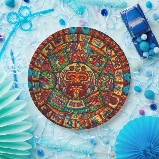 Bunter Maya-Kalender Pappteller (Party)