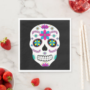 Bunter Mexikanischer Zuckerschädel Serviette