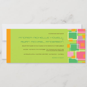 Bunter moderner geometrischer Wedding Spaß-Retro Einladung