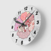 Bunter Mohn Runde Wanduhr (Winkel)