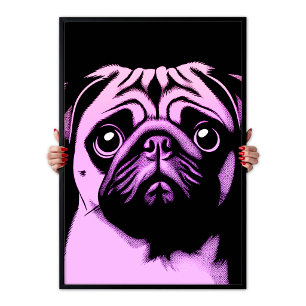 Bunter Mops-Hund Pop Art Moderne Chic Lustige Ästh Poster