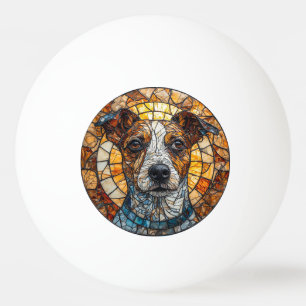 Bunter Mosaik-Jack-Russell-Terrier-Hund Tischtennisball