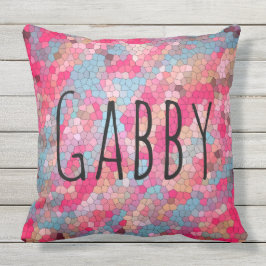 Bunter Mosaik-Muster-personalisierter Name Kissen Für Draußen