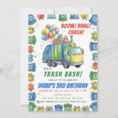 Bunter Müll Bash Müllwagen Geburtstag Einladung (Vorderseite)