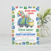 Bunter Müll Bash Müllwagen Geburtstag Einladung (Stehend Vorderseite)