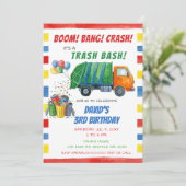 Bunter Müll Bash Müllwagen Geburtstag Einladung (Stehend Vorderseite)