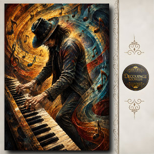 Bunter Musik-Art männlicher Blues-Pianospieler Seidenpapier