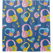 Bunter Musikmix in Rosa, Blau, Gelb Duschvorhang (Vorderseite)