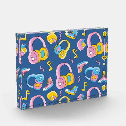 Bunter Musikmix in Rosa, Blau, Gelb Fotoblock (Links)