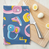 Bunter Musikmix in Rosa, Blau, Gelb Geschirrtuch (Viertel Falte)