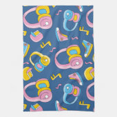 Bunter Musikmix in Rosa, Blau, Gelb Geschirrtuch (Vertikal)