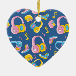 Bunter Musikmix in Rosa, Blau, Gelb Keramik Ornament