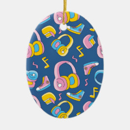 Bunter Musikmix in Rosa, Blau, Gelb Keramik Ornament