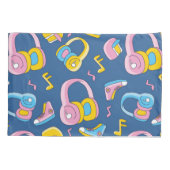 Bunter Musikmix in Rosa, Blau, Gelb Kissenbezug (Rückseite-Links)