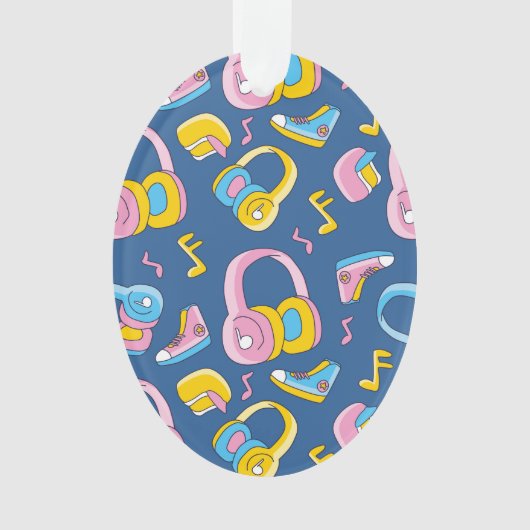 Bunter Musikmix in Rosa, Blau, Gelb Ornament (Vorderseite)