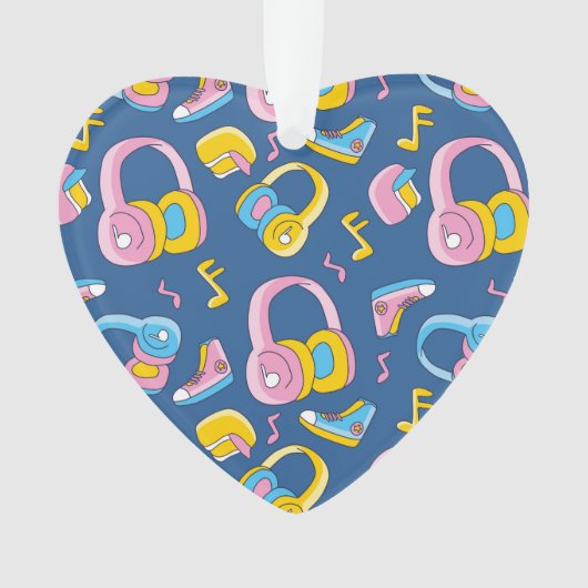 Bunter Musikmix in Rosa, Blau, Gelb Ornament (Vorderseite)