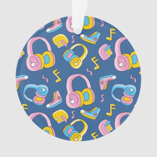 Bunter Musikmix in Rosa, Blau, Gelb Ornament (Vorderseite)