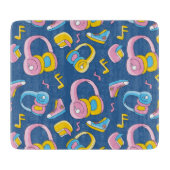 Bunter Musikmix in Rosa, Blau, Gelb Schneidebrett (Vorderseite)